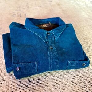 RRL Men's Deep Blue XXL Corduroy Shirt 2023